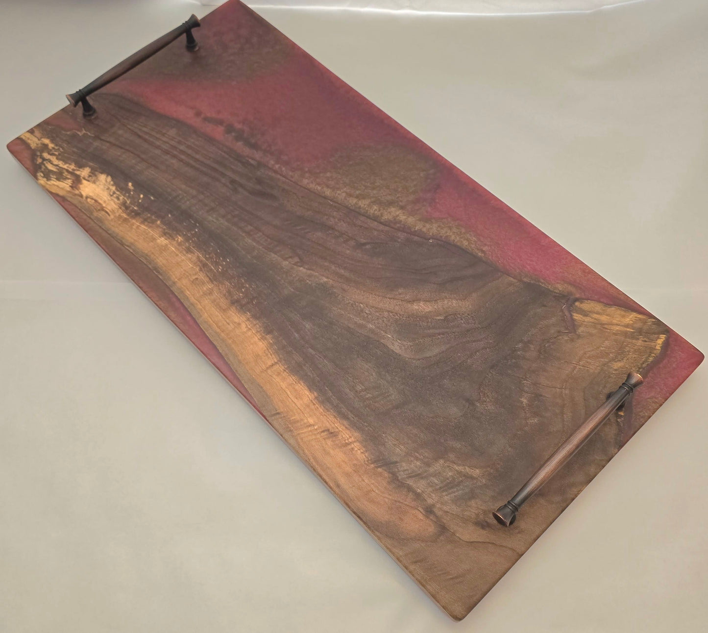 Deep Red and Gold Serving Tray - Serving Trays - NWA Wood Design | Woodworking e-Commerce Store | Bentonville