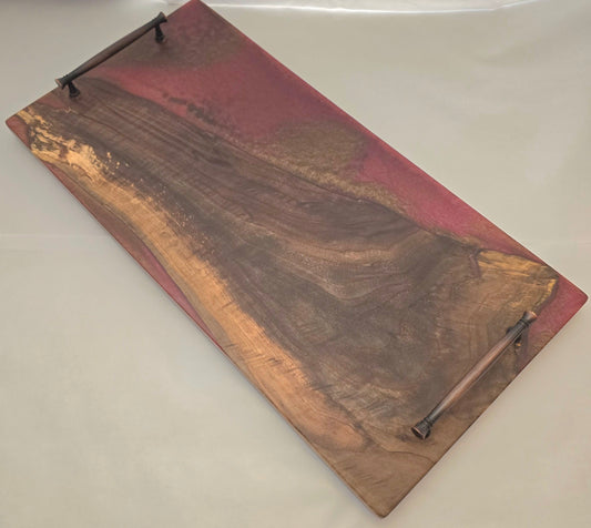 Deep Red and Gold Serving Tray - Serving Trays - NWA Wood Design | Woodworking e-Commerce Store | Bentonville